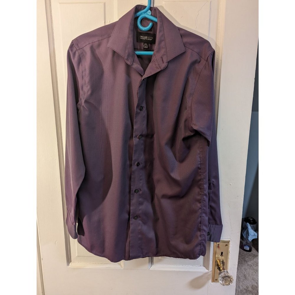 Kenneth Cole "Awearness"Maroon Men's Dress Shirt Sz 15 1/2 Slim Fit